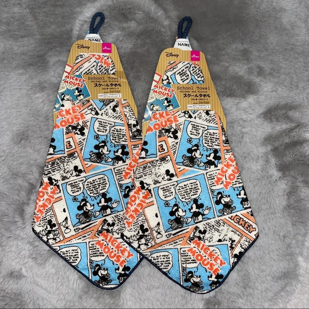 🧡 Disney Daiso Mickey Comic Towels w/Hanging Loop